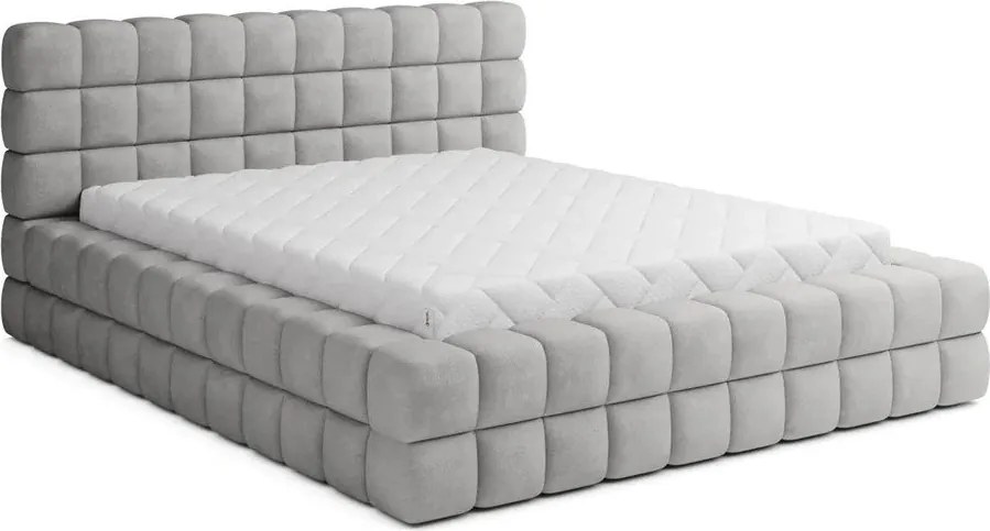 Szürke kárpitozott ágyneműtartós franciaágy ágyráccsal 180x200 cm Dizzle – ELTAP