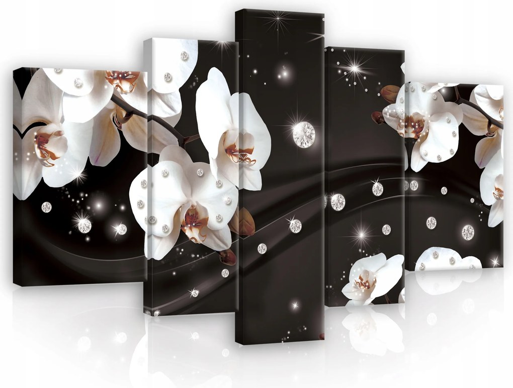 Vászonkép 5 Részes Orchidea Vászon Virágok Falra Hálószoba Nagy 170x100