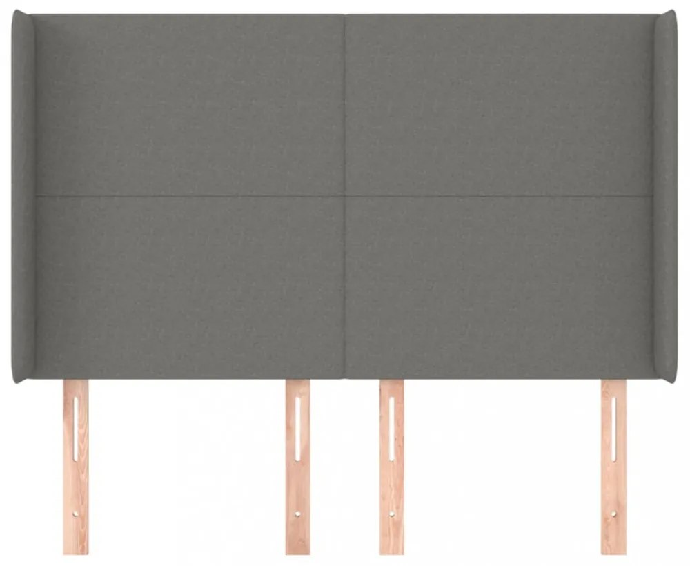 sötétszürke szövet fejtámla szárnyakkal 147x16x118/128 cm