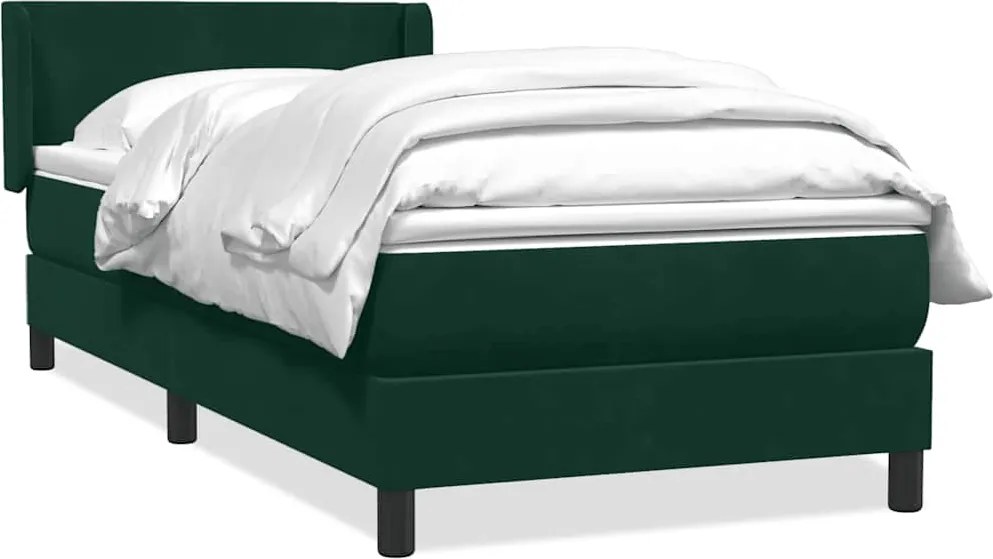 vidaXL sötétzöld bársony rugós ágy matraccal 80x220 cm