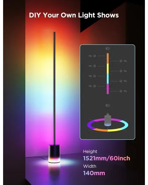 Govee - LED Állólámpa Smart MATTER LED RGBICWW Wi-Fi + + távirányító
