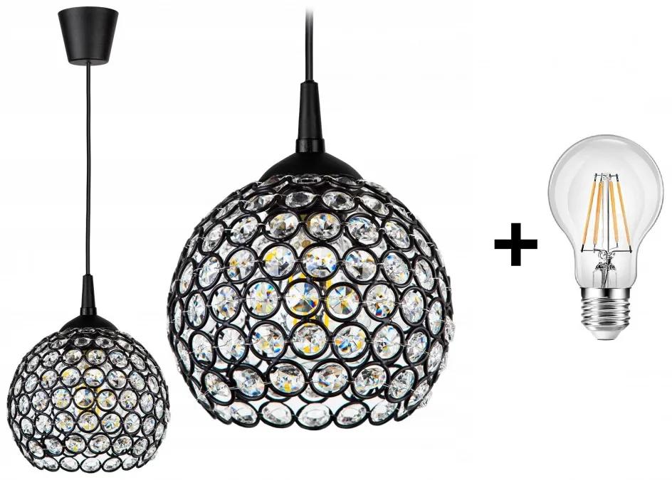 Crystal Ball EKO állítható függőlámpa fekete 1x E27 + ajándék LED izzó