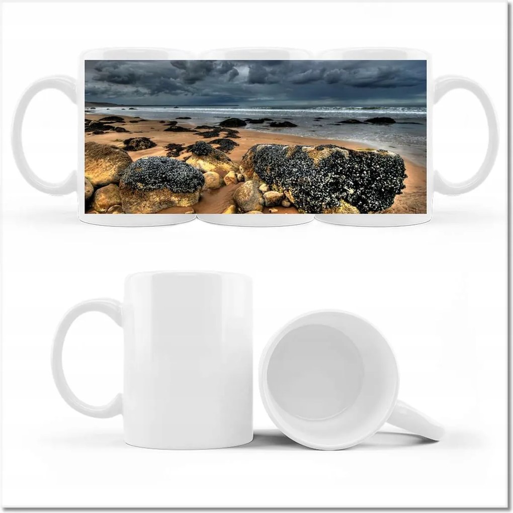 Nyomott mintás bögre Kő tengerpart Tenger Sötét viharfelhők