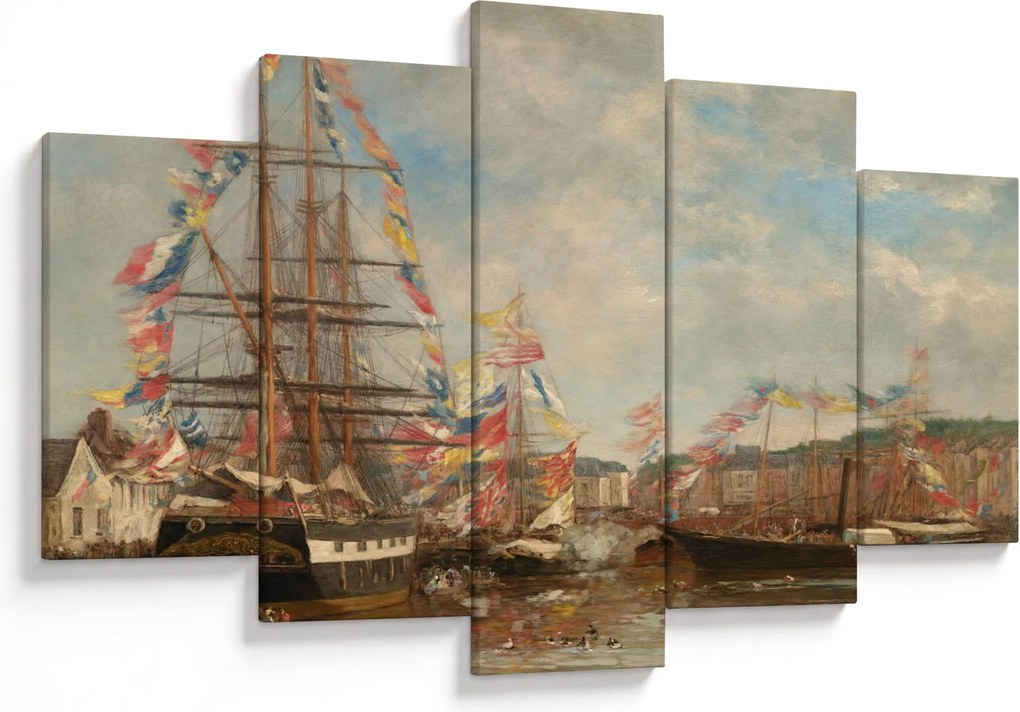 Kép - Eugène Boudin, Festival in the Harbor of Honfleur, reprodukciók (150x105 cm)