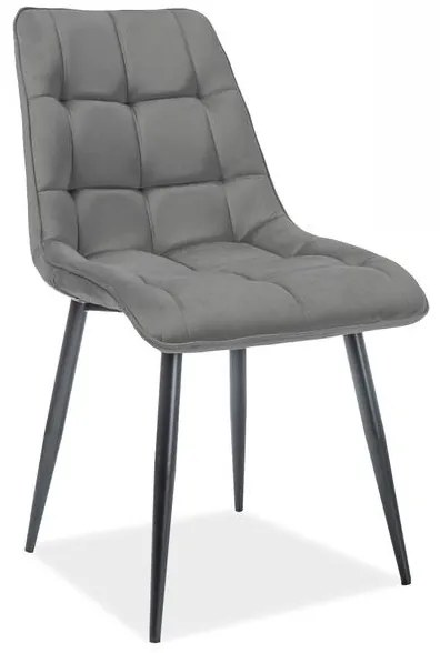 Chic Velvet matt étkezőszék, szürke / fekete
