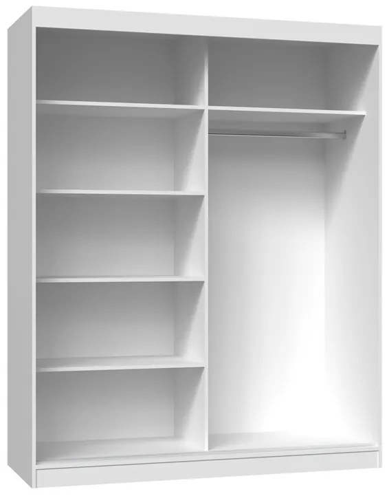 IGA 120 tolóajtós gardróbszekrény, díszcsíkozott, 160x200x61 cm, fehér