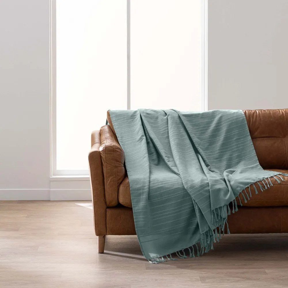 Zöld pamut ágytakaró 180x220 cm Lilia – douceur d'intérieur