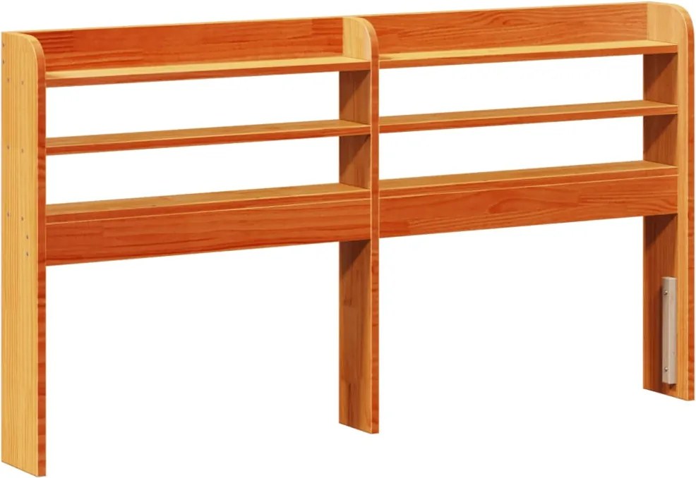 vidaXL viaszbarna tömör fenyőfa fejtámla polcokkal 160 cm