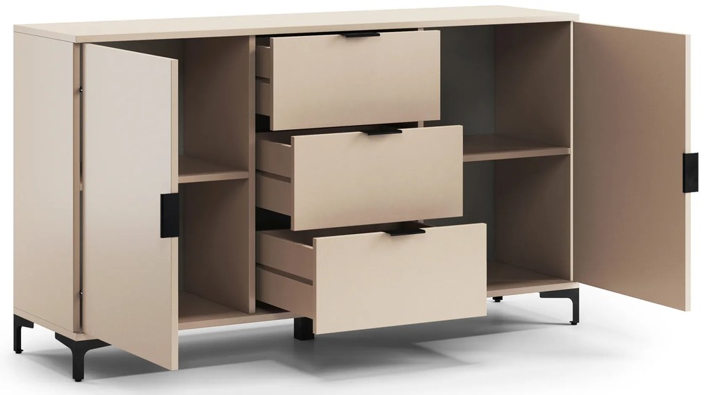 Mazzoni LANA K-150S komód Bézs (Pezsgő) - 2 AJTÓS FIÓKOS KOMÓD