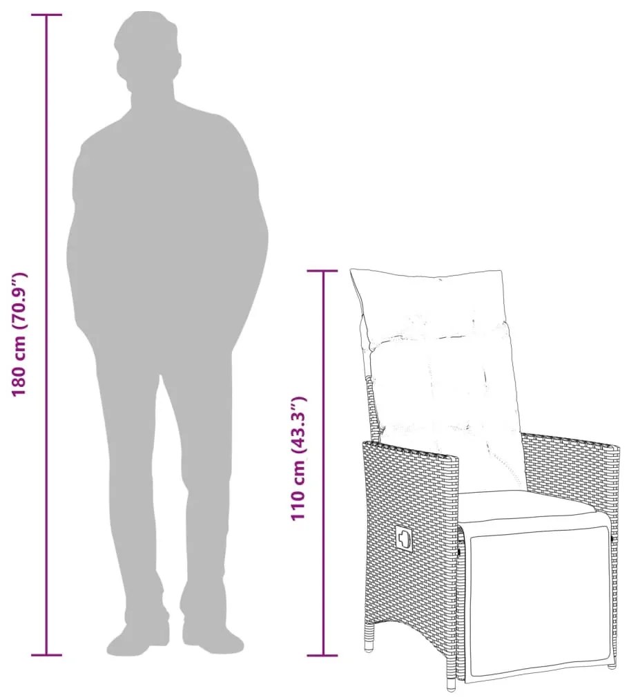 5 részes bézs polyrattan kerti bisztrógarnitúra párnákkal