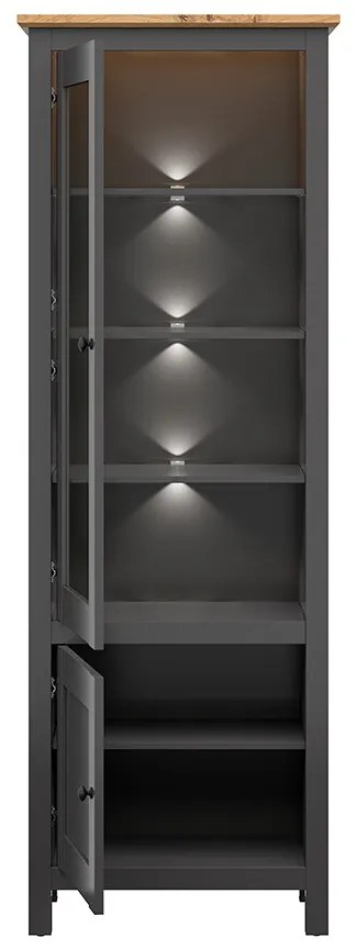 Vitrin Hesen REG1W1D/20/7 (LED világítással) (grafit + artisan tölgy). Akció -18%. 1062517