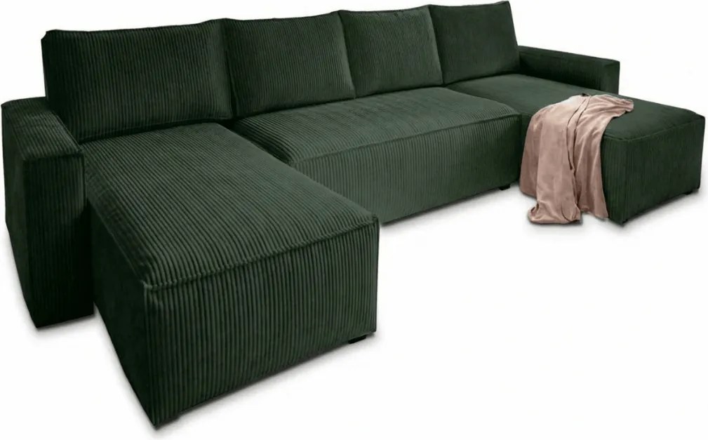 AKCIÓ Sötétzöld U-alakú ülőgarnitúra SMART COSARO 295x140 cm II. osztály