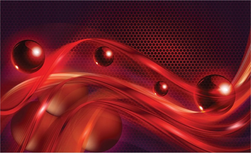 Fotótapéta Bordó Gömbök Hullámok 3D Absztrakt Modern Design 250x175 +ragasztó