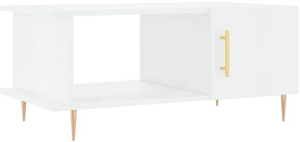 Magasfényű fehér szerelt fa dohányzóasztal 90 x 50 x 40 cm