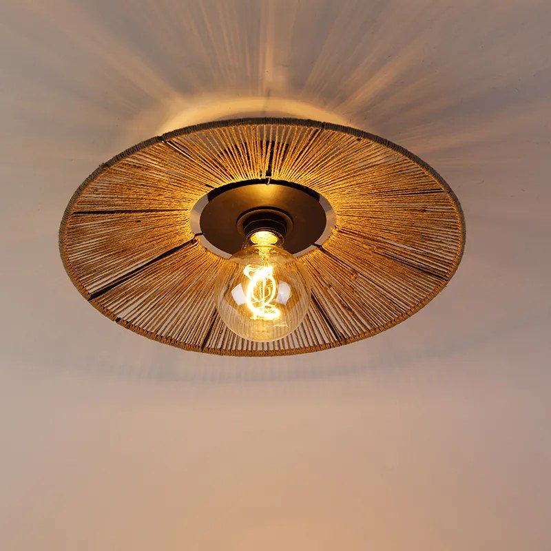 Rusztikus mennyezeti lámpa fekete kötéllel - Sacha