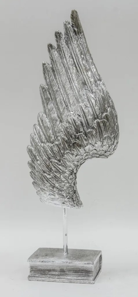 Bond design ezüst szárny műanyag talpon asztali dekoráció 60x22x11cm