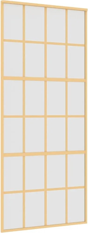 vidaXL aranyszínű ESG tejüveg és alumínium tolóajtó 90 x 205 cm