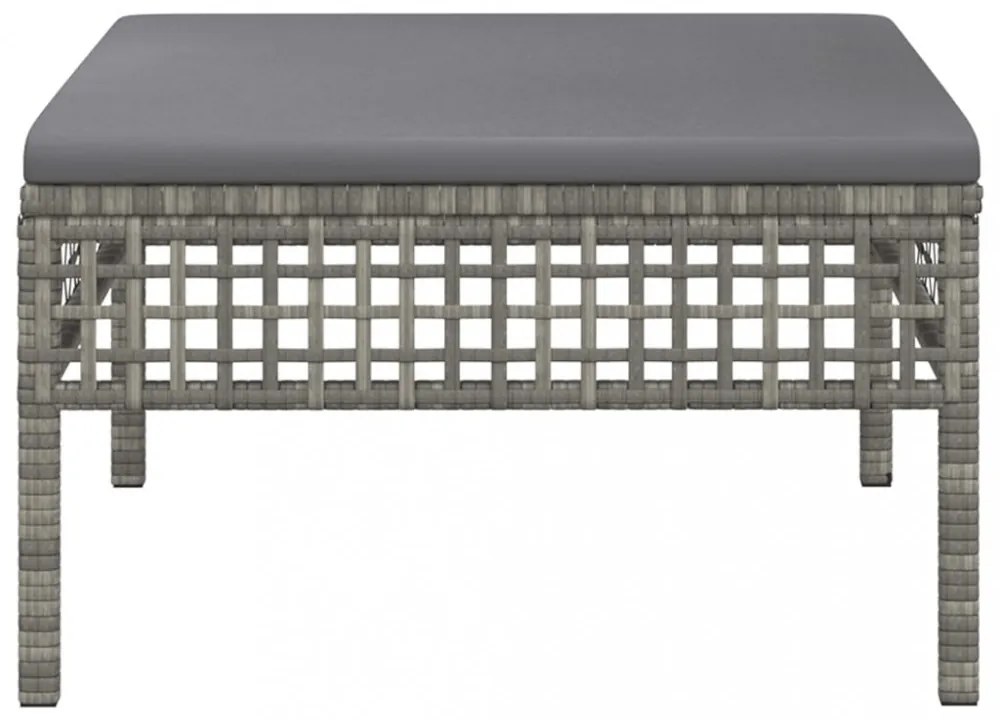 szürke polyrattan kerti lábtartó párnával