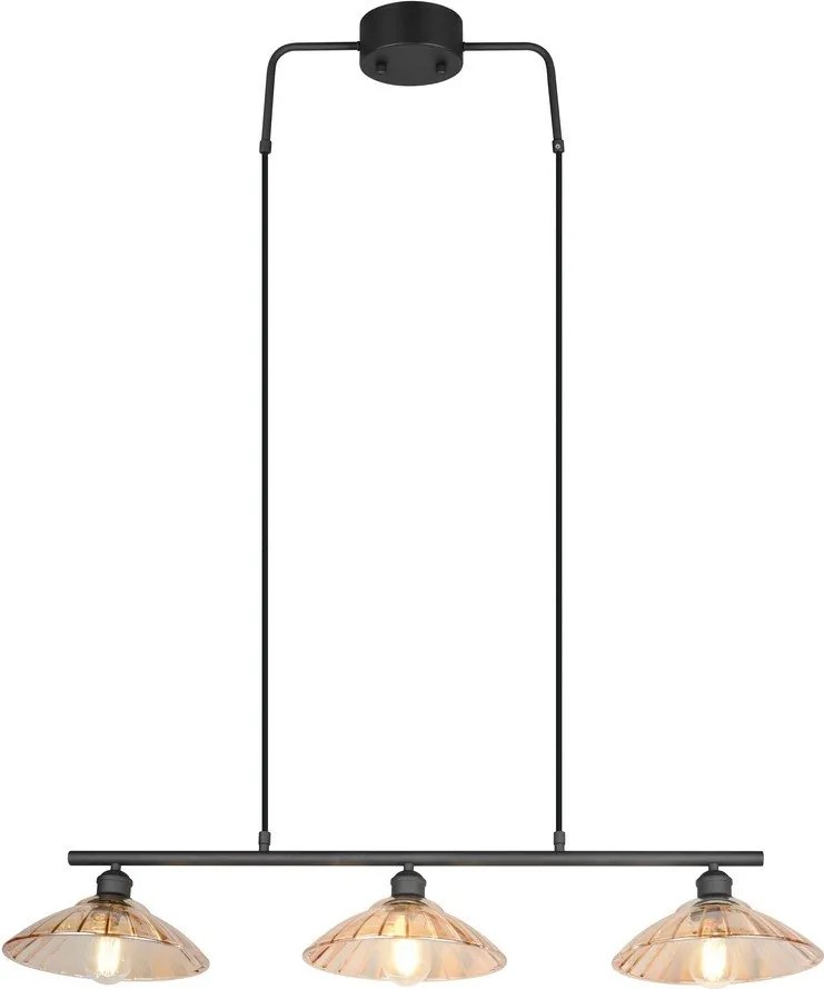 Fekete-borostyán színű fém függőlámpa üveg búrával Eluna – Reality