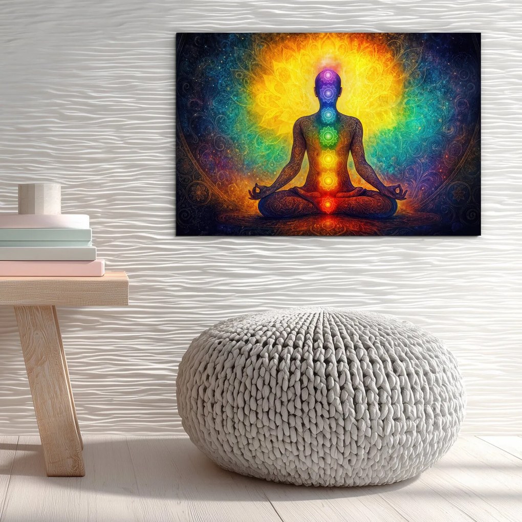 DUBLEZ | Fából készült meditációs kép - Jóga és csakrák