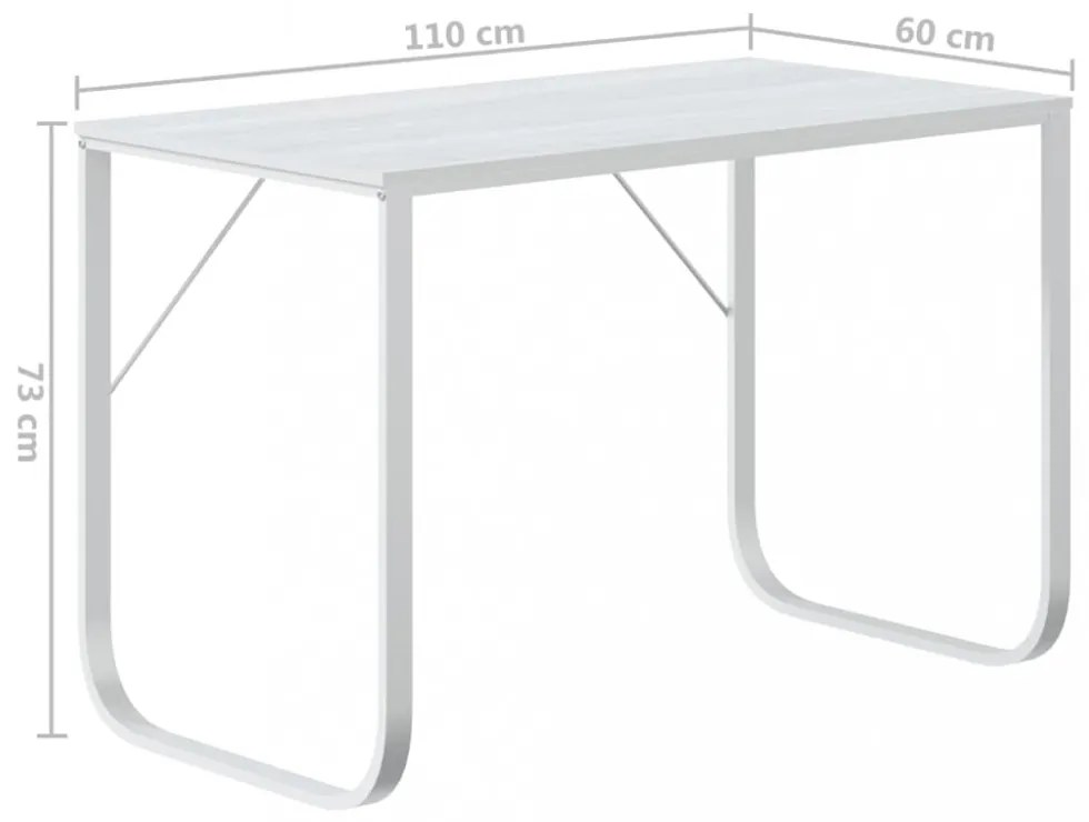 fehér forgácslap számítógépasztal 110 x 60 x 73 cm