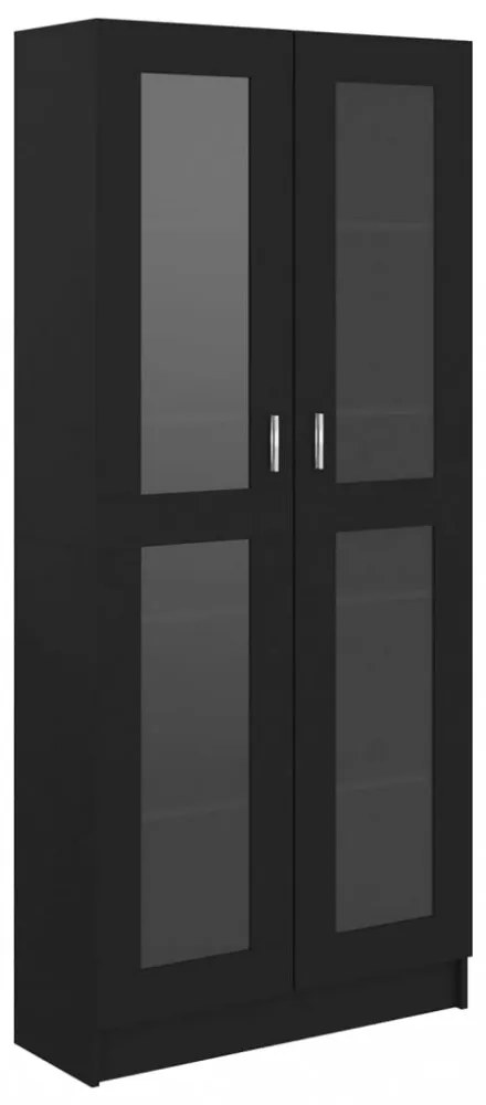 fekete szerelt fa vitrinszekrény 82,5 x 30,5 x 185,5 cm
