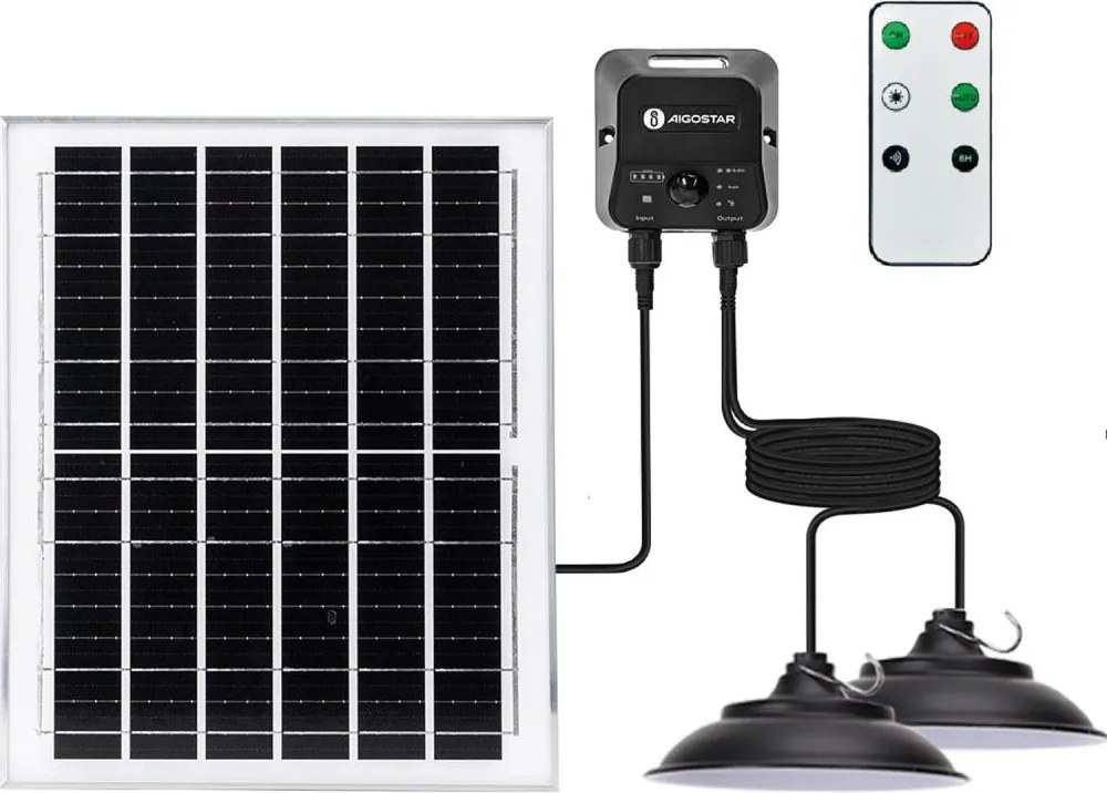 Aigostar - LED napelemes csillár 2xLED/70W/12V 12000 mAh 6500K átm. 23,5 cm + távirányító