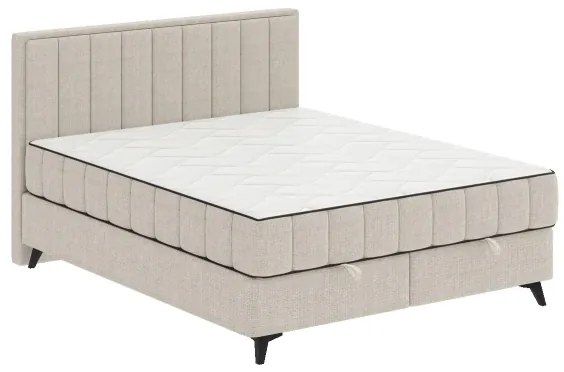 Kárpitozott ágy matracokkal és topperrel, tárolóhellyel ALICIA 140x200 cm bézs
