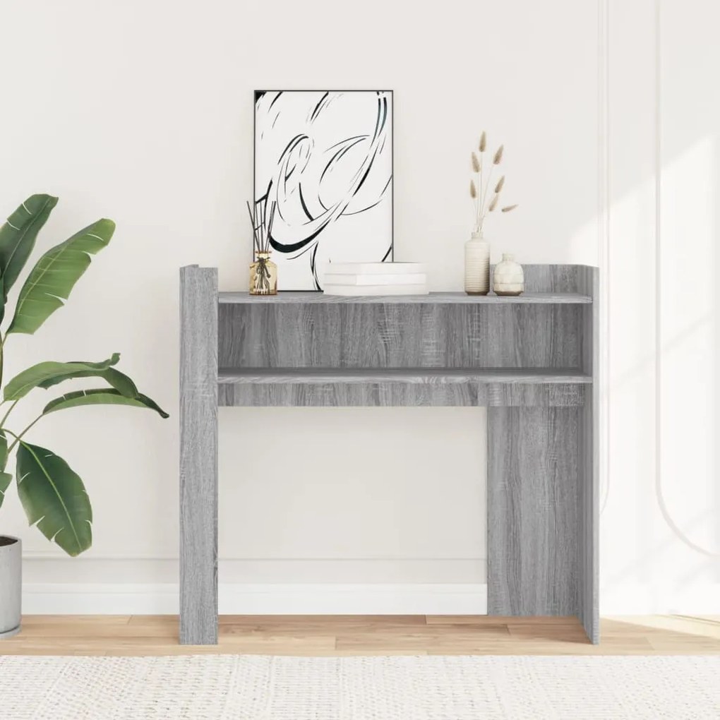 szürke sonoma színű szerelt fa tálalóasztal 100x35x90 cm