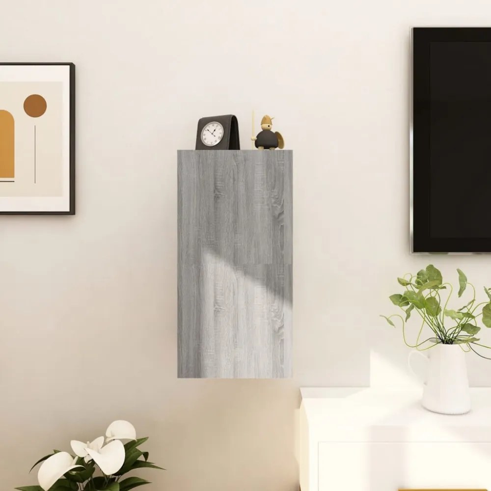 2 db szürke sonoma színű fali TV-szekrény 30,5 x 30 x 30 cm