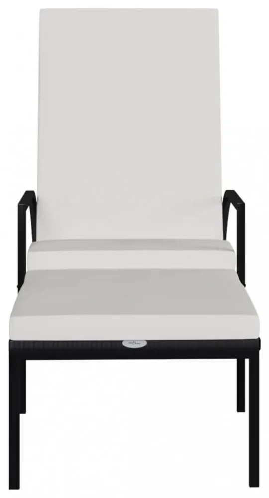 2 db fekete polyrattan napozóágy lábtartóval
