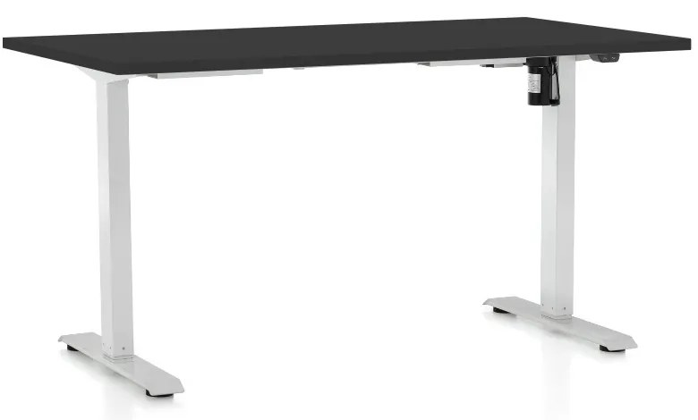 Állítható magasságú asztal OfficeTech A, 140 x 80 cm, fehér alap, fekete