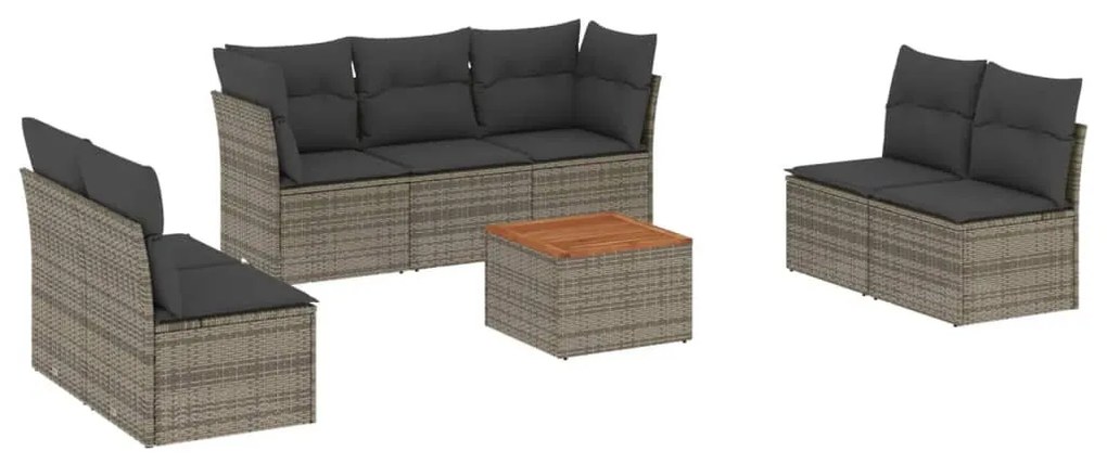 8 részes szürke polyrattan kerti ülőgarnitúra párnákkal