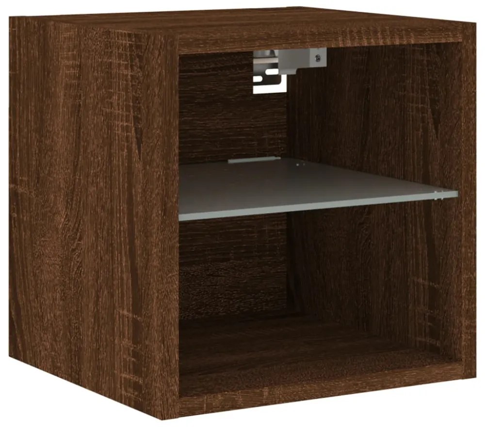 barna tölgy színű fali TV-szekrény LED-ekkel 30 x 28,5 x 30 cm