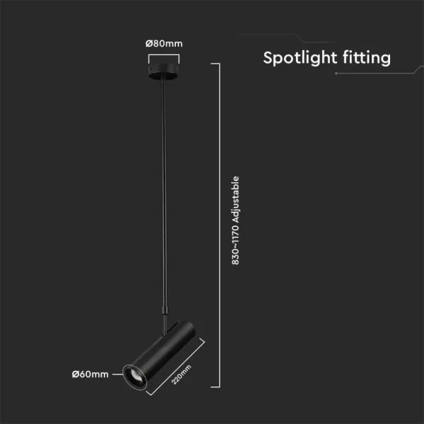 Függeszték 1xGU10/35W/230V fekete rúdon