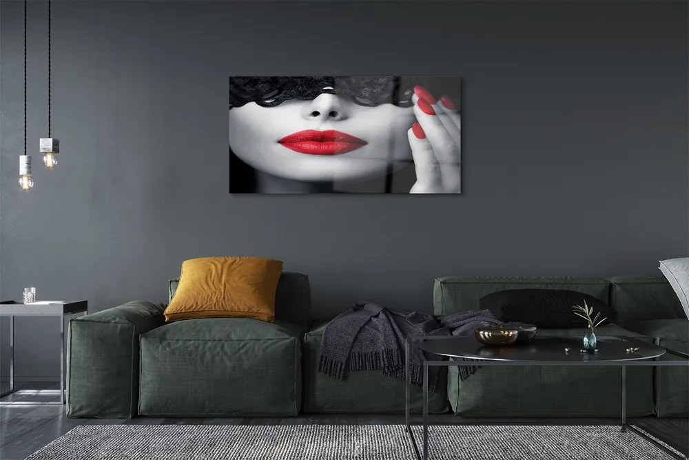 Üvegképek Vörös ajkak nő 125x50 cm