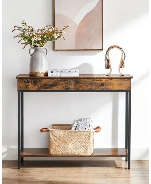 Oldalsó asztal LUVOR barna/fekete