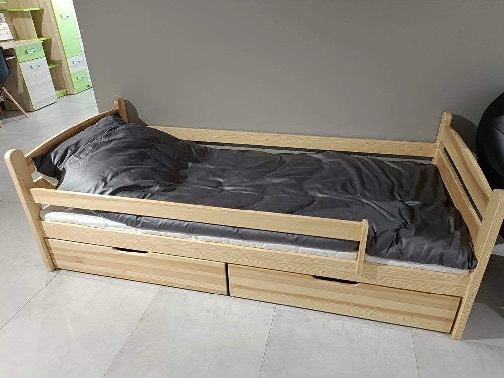 Wilsondo MAURITIUS tömör fa gyerekágy leesésgátlóval 90x200 - natúr borovi