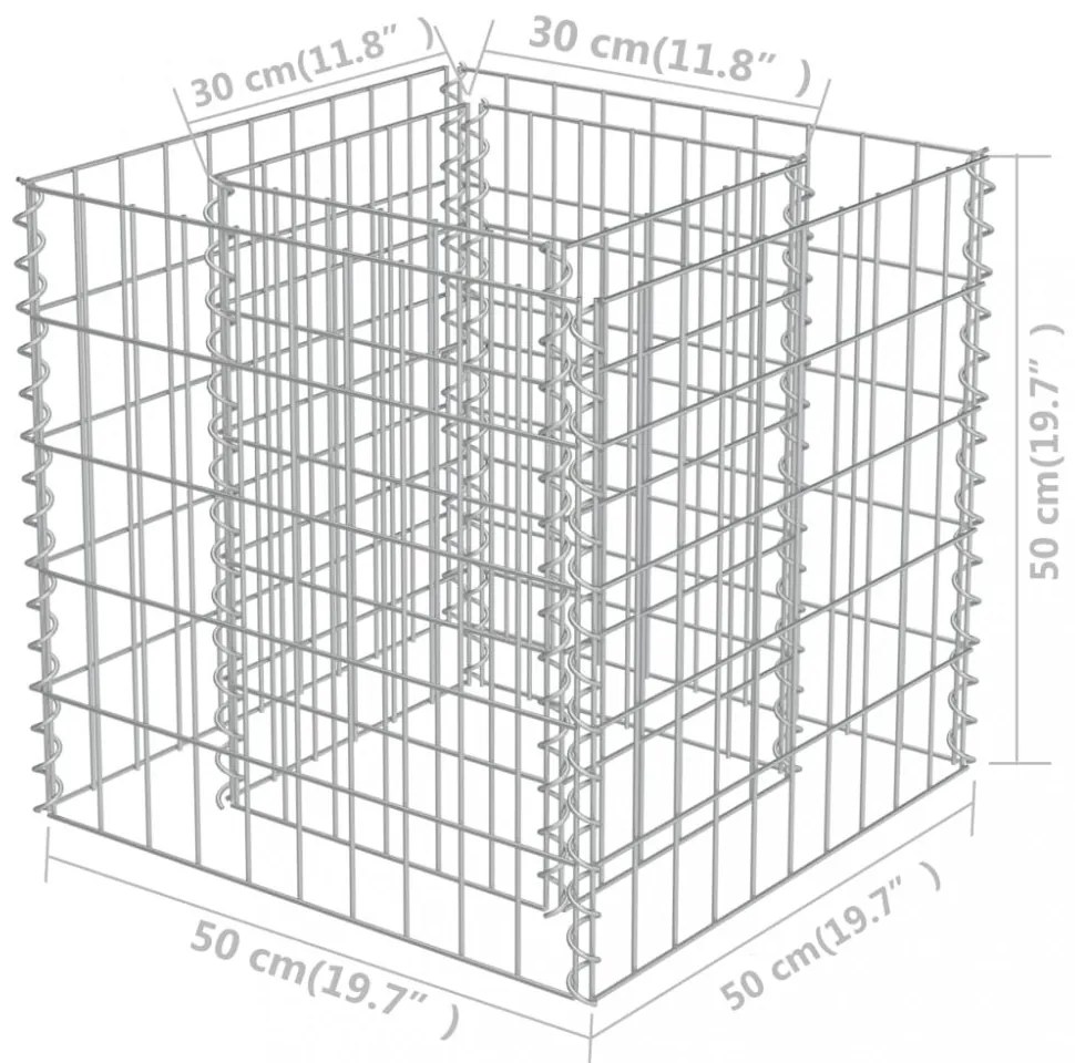 horganyzott acél gabion magaságyás 50 x 50 x 50 cm