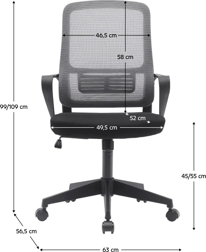 Irodai szék, szürke/fekete, SALOMO TYP 3
