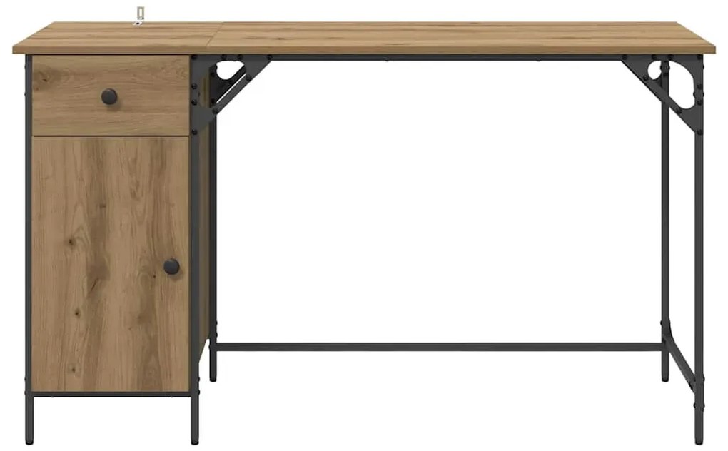 vidaXL Számítógépes asztal Artisan tölgy 131 x 48 x 75 cm Faanyag