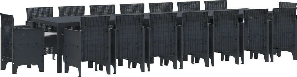 vidaXL Kerti étkező szett párnákkal párnával 17 pcs Antracit PP