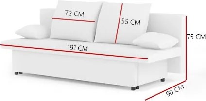 SONY 2 kanapéágy, normál szövet, hab töltőanyag, szín - szürke / fekete
