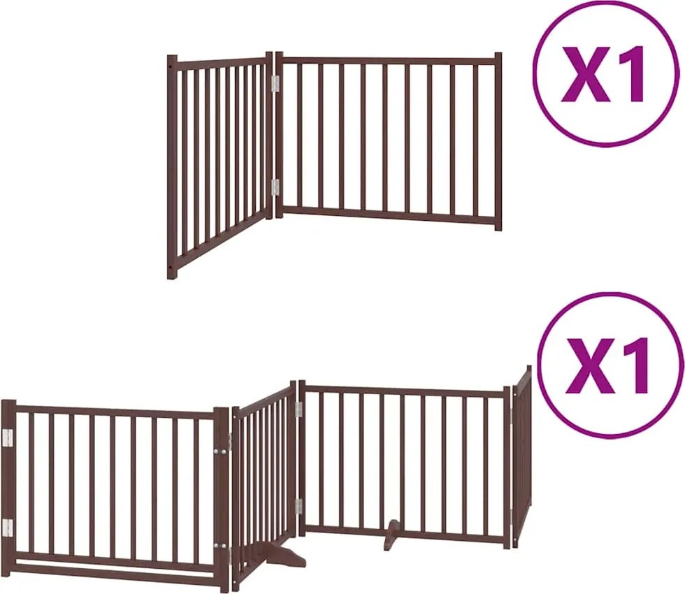 vidaXL barna nyárfa 6 paneles összecsukható kutyakapu ajtóval 480 cm