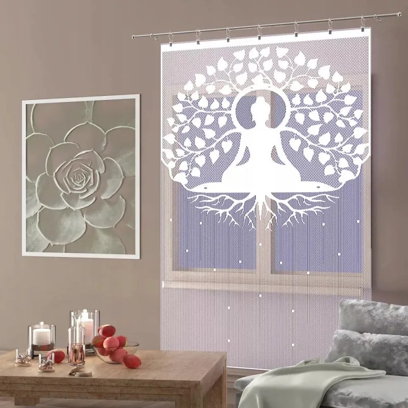 Függöny panel jacquard rojtos fehér Bohdi 100x165 cm