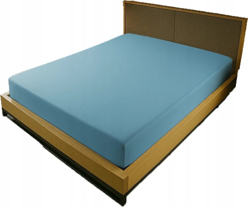 Gumis Jersey Lepedő 160X200 Világos Kék