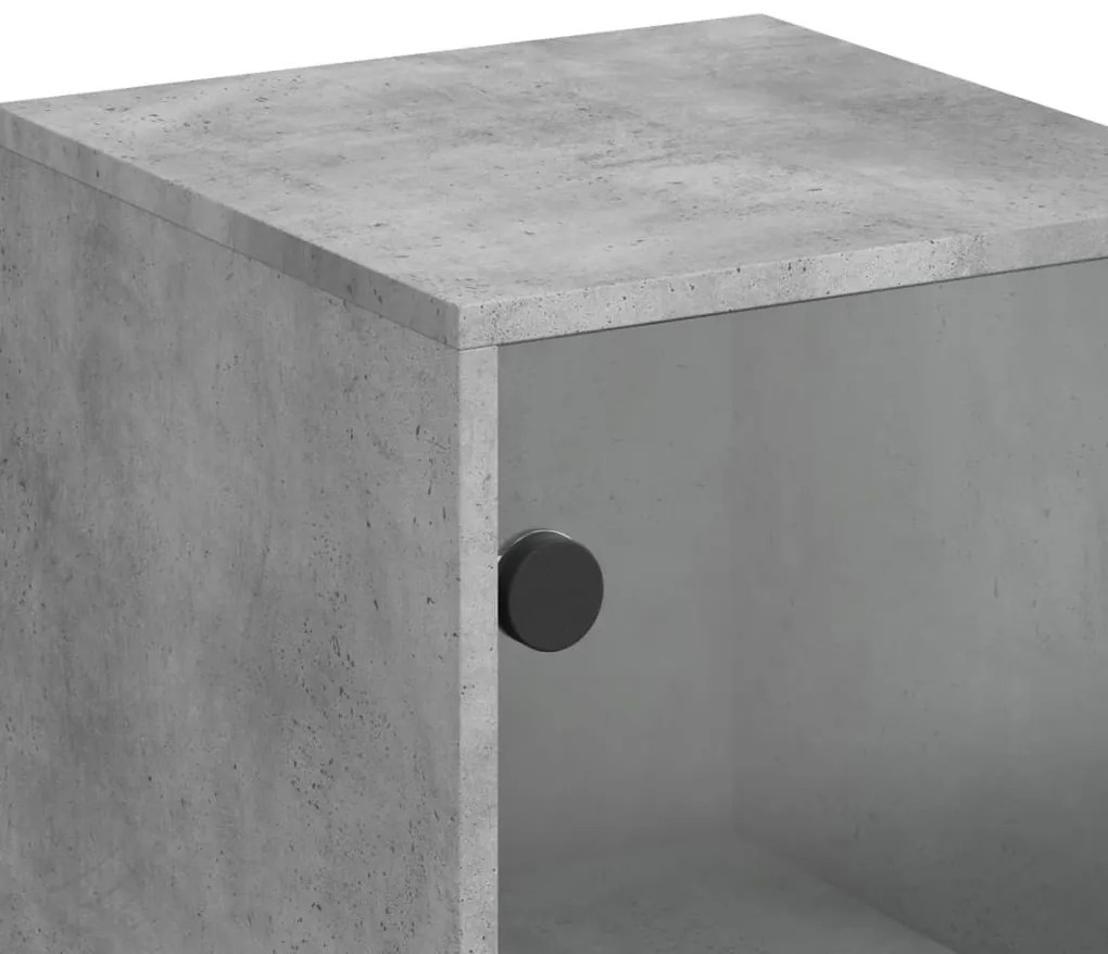 betonszürke kisszekrény üvegajtókkal 35 x 37 x 100 cm