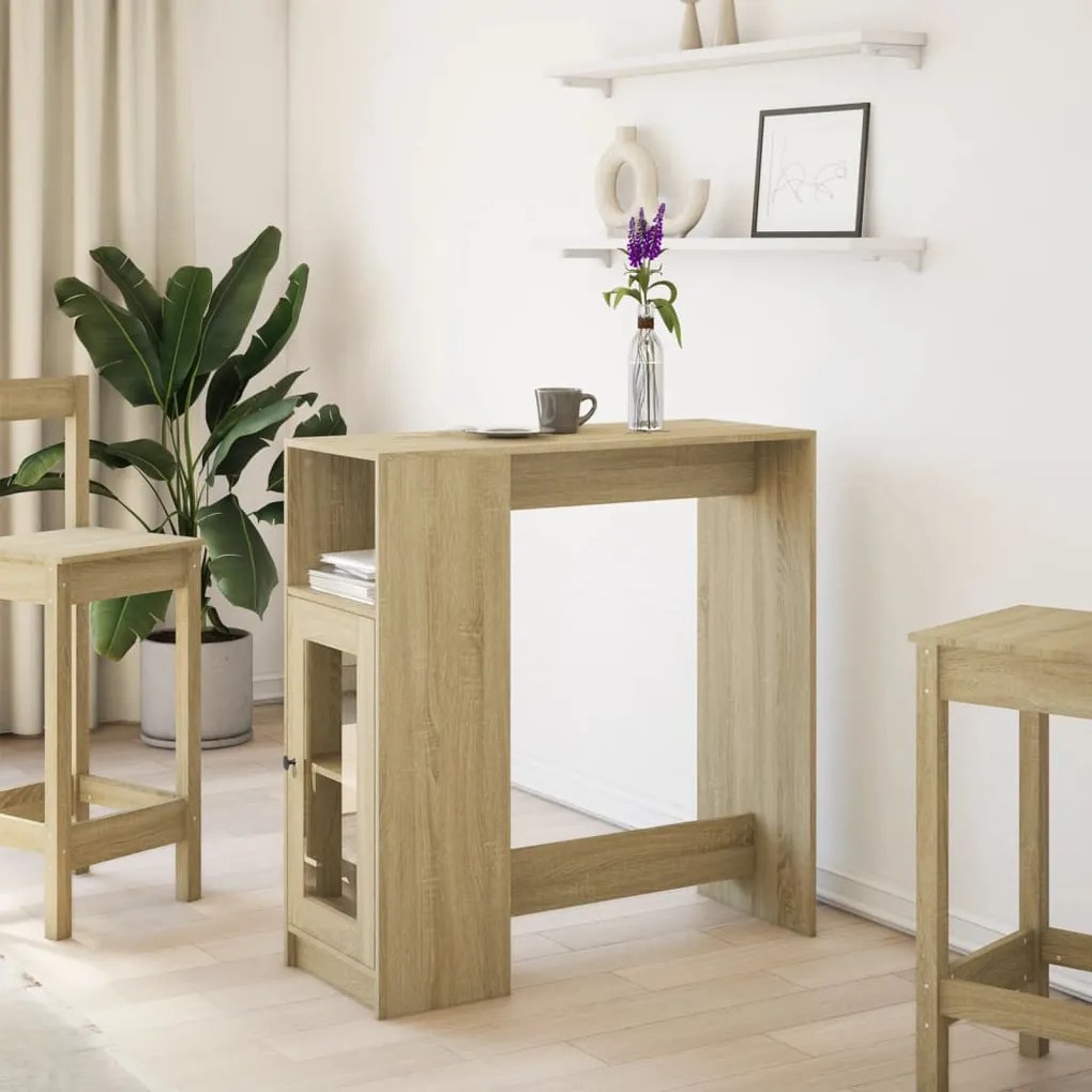 sonoma tölgy szerelt fa bárasztal tárolókkal 101x40x103,5 cm