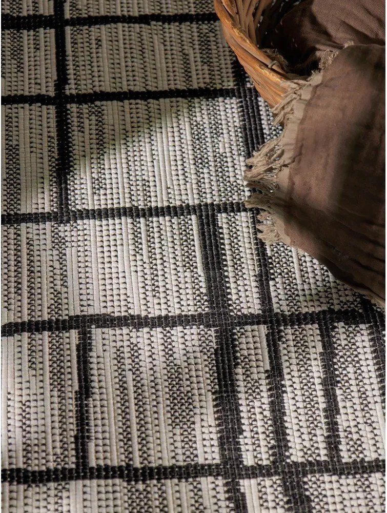 Fekete-krémszínű kerek kültéri-beltéri szőnyeg ø 160 cm Haringey Crouch – Ted Baker