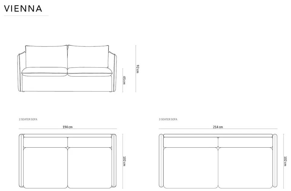 Sötétkék bársony kinyitható kanapé 214 cm Vienna – Cosmopolitan Design